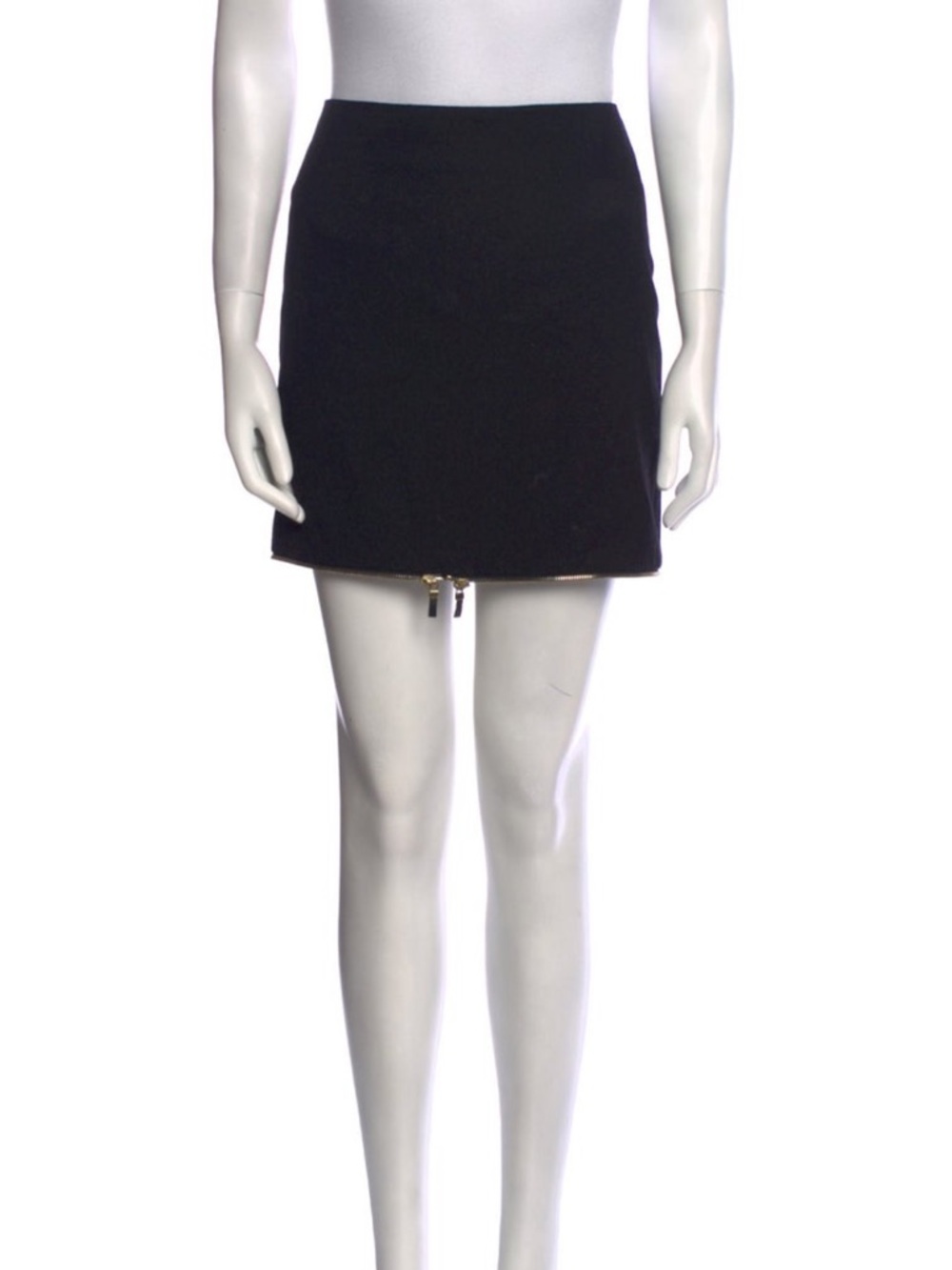 Alexander McQueen Black Mini Skirt with Gold Zip Accent